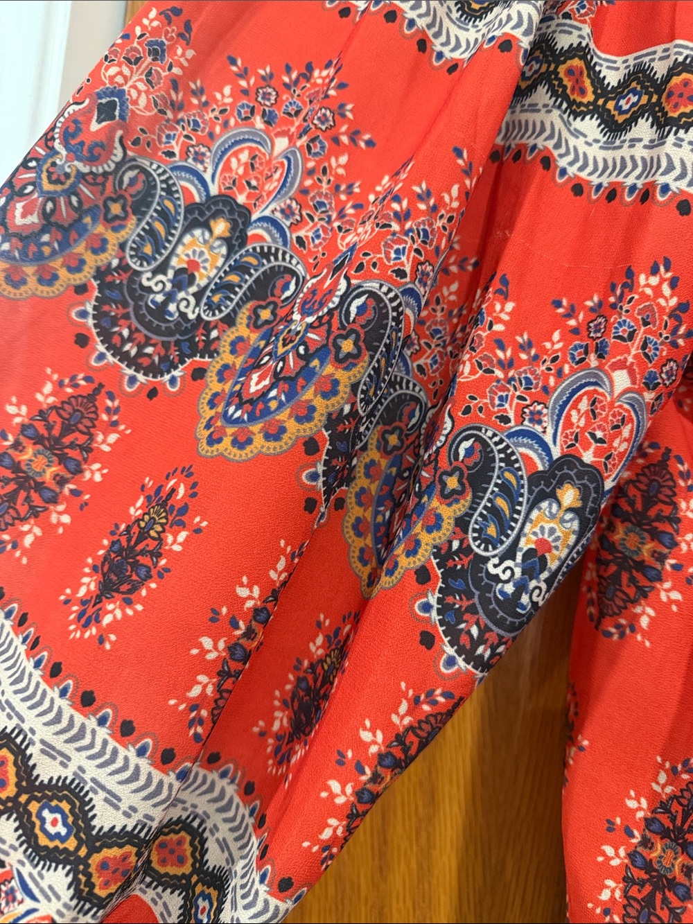 Flying Tomato Orange Printed Boho Peasant Tunic - Picture 3 of 5